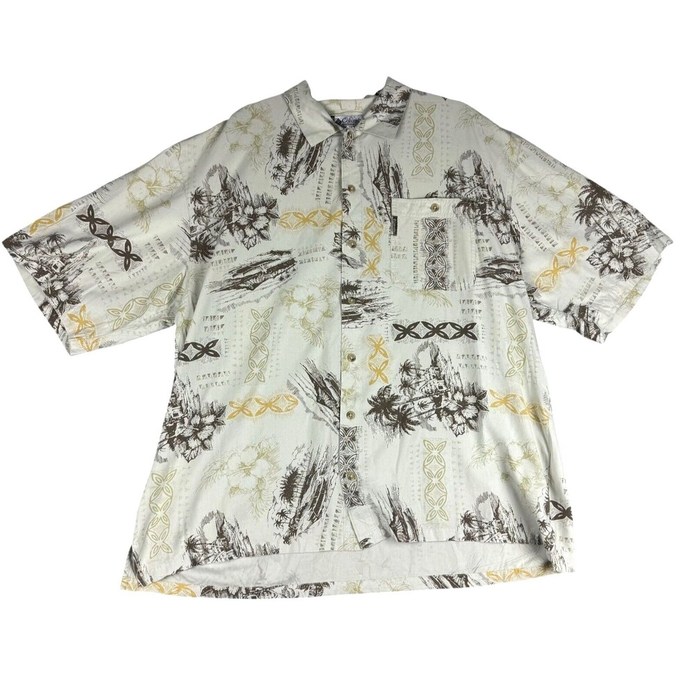 Columbia Shirt Men's Extra Large Hawaiian Floral Short Sleeve Outdoor Button Up